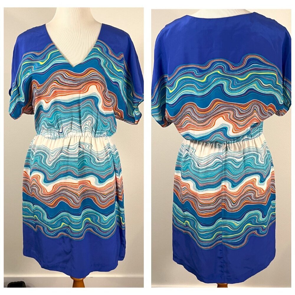 Trina Turk Caspian Agate Swirl Silk Dress Size 8
